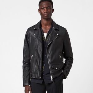 All Saints mens MILO LEATHER BIKER JACKET moto